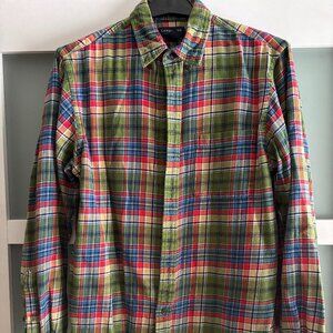 Lands' End Men’s Flagship Flannel Shirt Plaid Button Down Size M 15-15.5